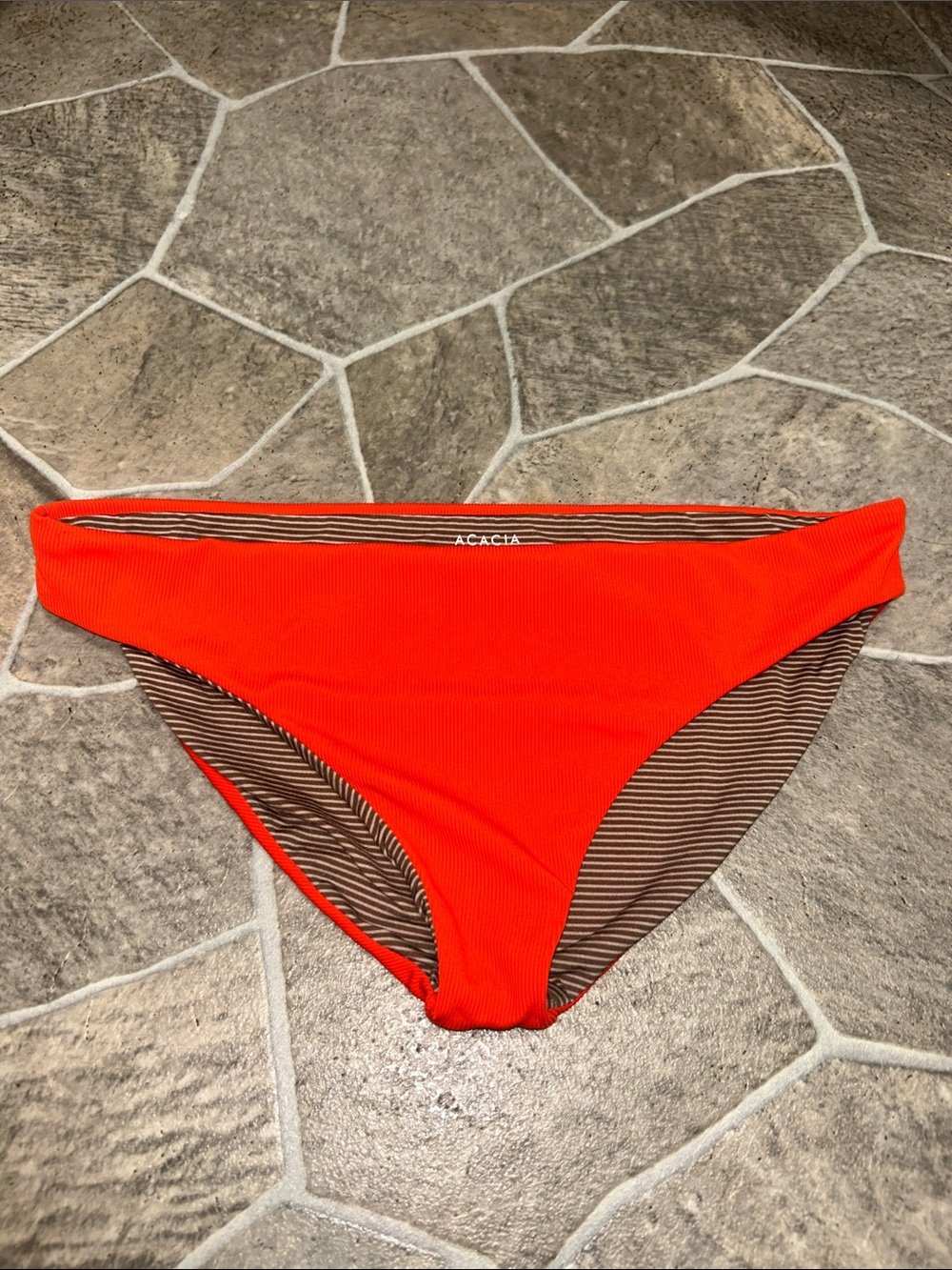 acacia swimwear Bright Orange Ribbed Bikini Bottom S